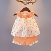 Baby summer new set doll collar polka dot two-piece set for infants and toddlers sweet summer split baby  Orange