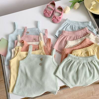 Bebê camisola terno 2024 verão novo estilo meninas versão coreana roupas infantis meninos e meninas bebê bud shorts terno