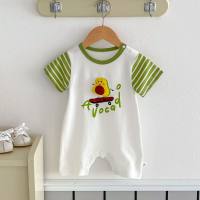 Baby cartoon onesie children's clothing baby super cute short-sleeved rompers baby clothes  Green