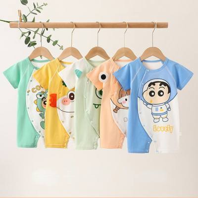 Baby clothes for newborns summer outings pure cotton short-sleeved thin boneless baby jumpsuit romper climbing clothes