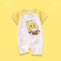 Baby clothes summer pure cotton short-sleeved thin baby jumpsuit summer clothes newborn baby romper crawling clothes pajamas  Multicolor