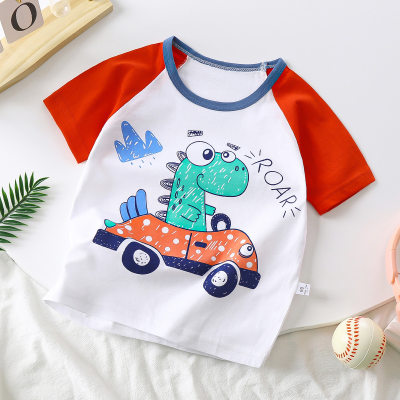 Camiseta de manga corta de algodón puro para niños, novedad de verano 2024, camisetas coreanas de manga corta para niñas de dibujos animados para bebés, ropa para niños