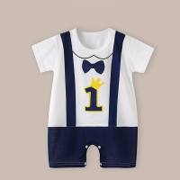 Infant and toddler climbing clothes summer new style boys baby thin girls short-sleeved newborn children jumpsuit romper  White