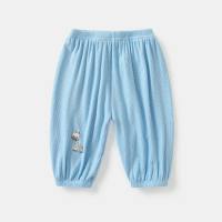 Pantalones antimosquitos para bebé, ropa fina modal de verano, pantalones de bebé de seda helada para niñas  Azul