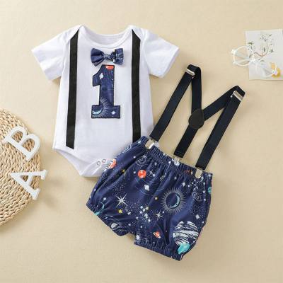 Set di tutine con bavaglino a maniche lunghe per vestiti per bambini per il primo compleanno
