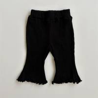 ins versione coreana dei pantaloni estivi per bambini pantaloni sottili per ragazze elastici in tinta unita a nove punti pantaloni svasati versatili per bambina  Nero