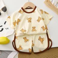 Short-sleeved suit pure cotton summer new style t-shirt baby summer clothes  Yellow