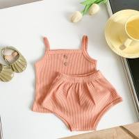 Baby camisole suit 2024 summer new style girls Korean version children's clothing boys and girls baby bud shorts suit  Orange