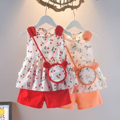Girls new summer clothes baby girl sleeveless suit vest shorts two-piece suit infant summer clothes