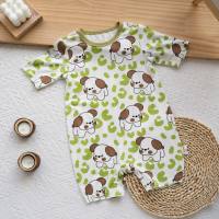 Cartoon baby clothes jumpsuit summer thin style super cute cute baby boy summer air conditioning clothes  Green