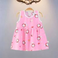 Robe de princesse fine pour filles, nouveau style, robe d'été pour bébés filles, sans manches, en coton et soie, pour enfants  Multicolore