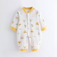 New style newborn baby clothes boneless buckle baby jumpsuit four seasons snap button romper  White