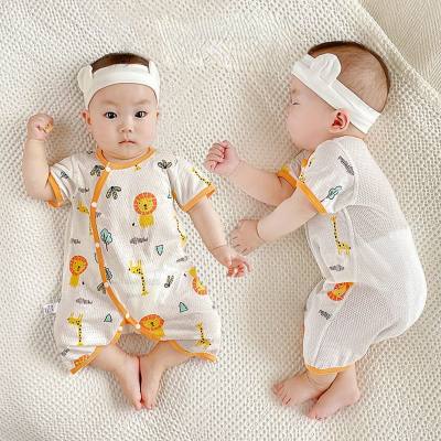 Baby jumpsuit summer short-sleeved air-conditioned clothing boys and girls baby breathable romper pure cotton summer thin style
