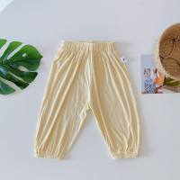 Pantalones de bebé pantalones finos antimosquitos de verano pantalones modales para niños y niñas pantalones grandes de pp para bebés pantalones de aire acondicionado pantalones de pedos para niños  Amarillo