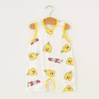 Baby jumpsuit summer pure cotton thin a type baby newborn baby fart clothes sleeveless romper  Yellow