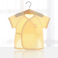 Newborn baby half back clothes newborn baby autumn clothes tops pure cotton summer thin baby short-sleeved strap monk clothes  Yellow