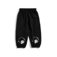 Summer children's mosquito-proof pants, children's summer casual pants, new models, small animal print nine-point pants, thin style  Black