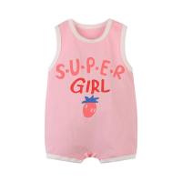 Baby jumpsuit summer clothes baby sleeveless vest baby romper baby basketball uniform newborn sportswear thin crawling clothes  Pink