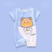 Baby clothes summer pure cotton short-sleeved thin boys and girls baby jumpsuit summer clothes newborn baby romper crawling clothes pajamas  Multicolor