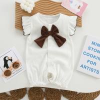 Baby one-piece summer full-month baby girl's clothes short-sleeved fashionable thin newborn one-piece romper  White