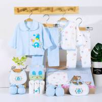 Ropa para recién nacido de 18 piezas, conjunto con caja de regalo para bebé recién nacido, algodón puro de otoño e invierno, bebé de mes completo  Azul
