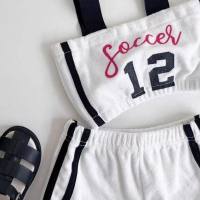 Summer stylish letter strap shorts sports suit  White