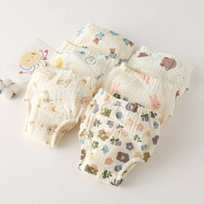 Version coréenne de pantalons d'entraînement à la miction pour bébé en coton gaze, couches de gaze imperméables, couches en pur coton, catégorie A