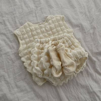 Vestiti estivi per neonati per neonati 100 giorni simpatico abito senza maniche in soffice maglietta tridimensionale scozzese a bolle