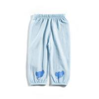 Summer children's mosquito-proof pants, children's summer casual pants, new models, small animal print nine-point pants, thin style  Blue
