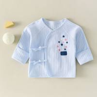 Baby-Halbrücken-Kleidung für alle Jahreszeiten, ohne Knochen, Baby-Halbrücken-Kleidung, doppellagiger Bauchschutz, Schnürung, Neugeborenen-Einzeloberteil mit Handschutz  Blau