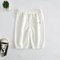 New summer children's casual pants short style soft skin-friendly summer cropped pants cute little bear boy girl style  White