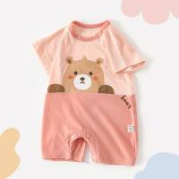 New style baby clothes summer romper baby jumpsuit pure cotton thin baby clothes cotton going out clothes  Pink
