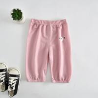 New summer children's casual pants short style soft skin-friendly summer cropped pants cute little bear boy girl style  Pink