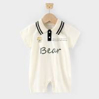 Baby summer clothes pure cotton thin newborn short-sleeved jumpsuit summer boy baby romper super cute fashionable crawling clothes  Black