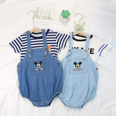 Summer thin children's overalls suit baby jumpsuits infant climbing pants children's bag fart clothes for boys in summer