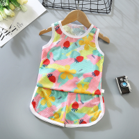 Conjunto de chaleco hueco fino para niños, conjunto de dos piezas sin mangas transpirable de malla de verano para bebé  Multicolor