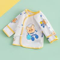 Newborn four seasons clothes baby spring and autumn hollow back boneless half back clothes baby new style tops  Yellow