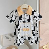 Baby clothes summer thin jumpsuit baby boy summer super cute outdoor romper crawling clothes  Black
