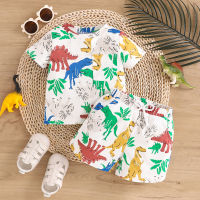  Baby boy 1-4 years old dinosaur printed waffle suit  multicolor