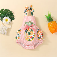 Robe triangle d'été à imprimé floral pour bébé fille  Rose