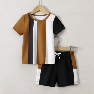 Toddler Boy Casual Contrast Colored T-shirt & Shorts
