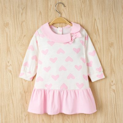 Baby Girl Heart-shaped Pattern Long Sleeve Dress