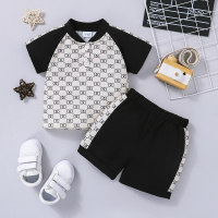 Baby Boy Color-block Geometric T-Shirt & Shorts  Beige