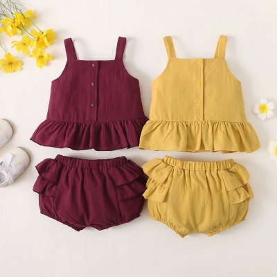 Baby Girl Cotton Two-piece Vest & Shorts