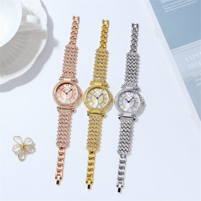 Women Solid Color Imitation Diamond  Electronic Watch