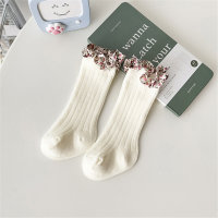 Children's Solid Color Ruffled Calf Length Socks  White
