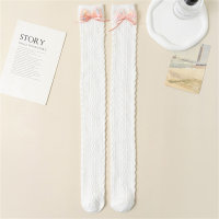 Children's Bow Lolita High Socks  White