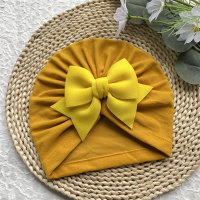 Comfortable and soft bow solid color baby hat  Yellow