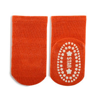 Chaussettes mi-tube antidérapantes à point de colle pour enfants, chaussettes de sol assorties  Orange