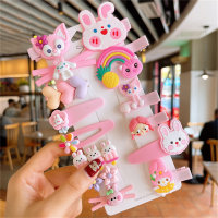14-piece set, cute cartoon hairpin set for children  Pink